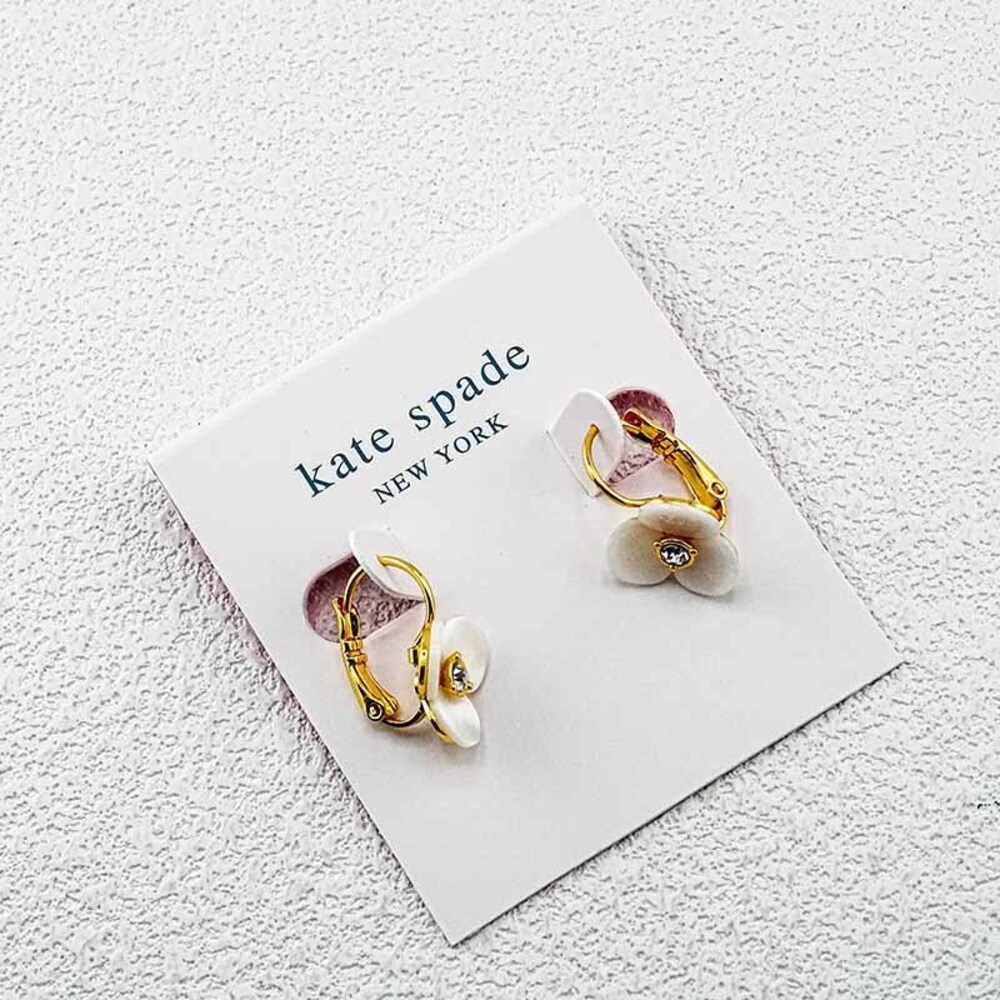 kate spade White and Gold Flower Clip-On Earrings